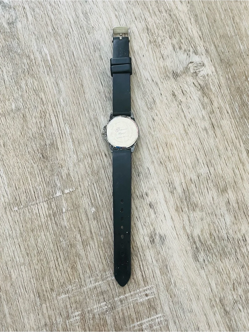 Black Silicone Strap Watch with Bezel Accent